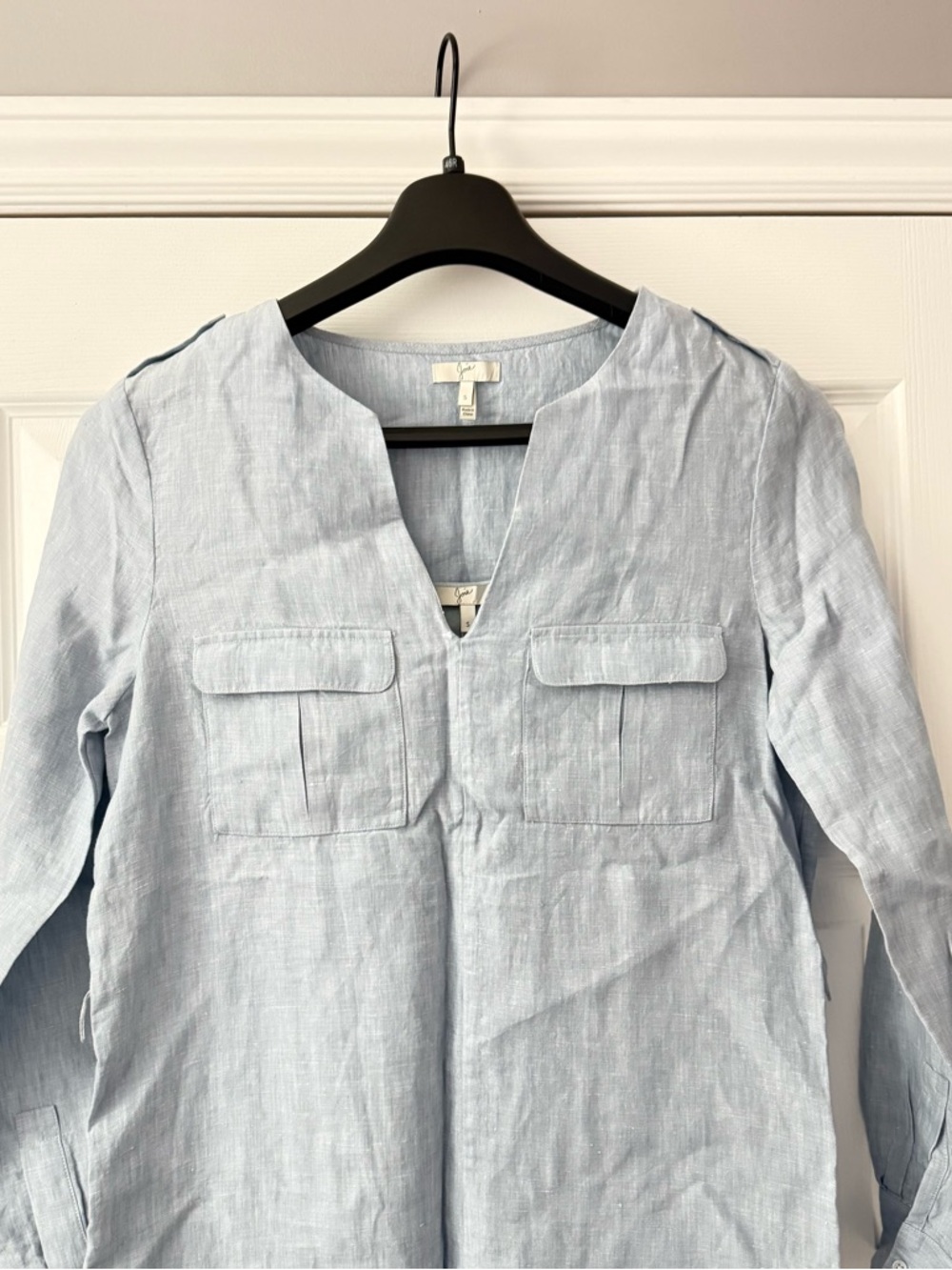 Joie Light Blue Linen-Blend Tunic Shirt dress size small - Picture 3 of 8